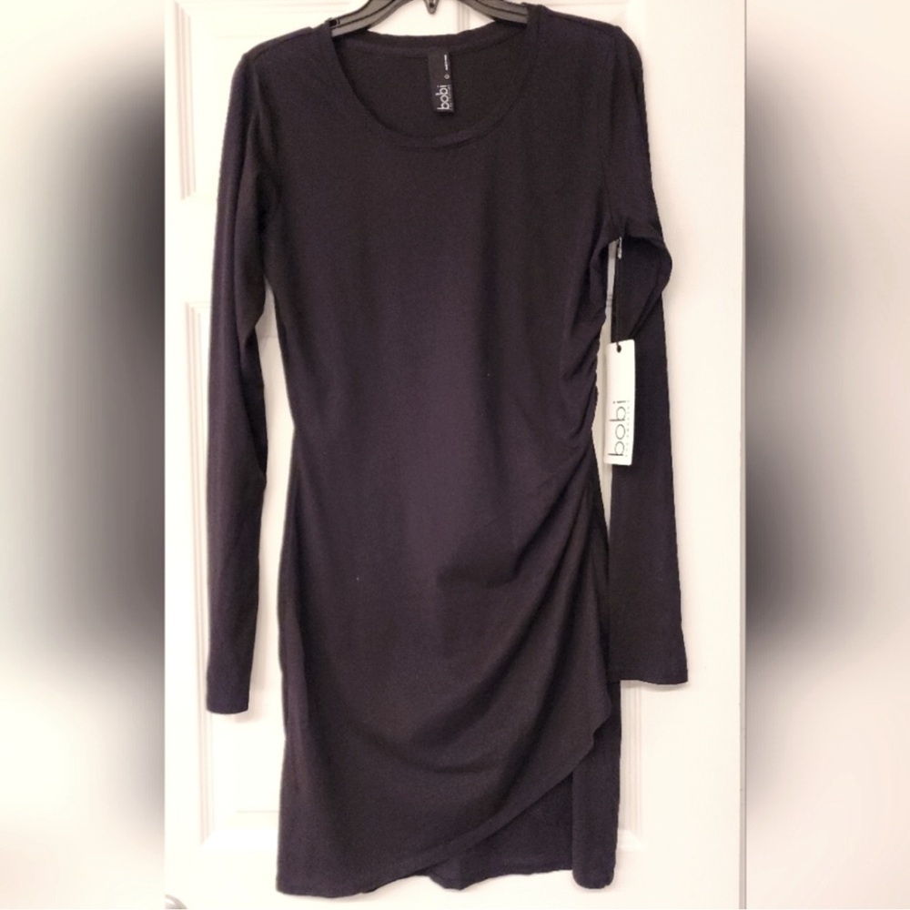 bobi Long Sleeve Shirred Dress XS